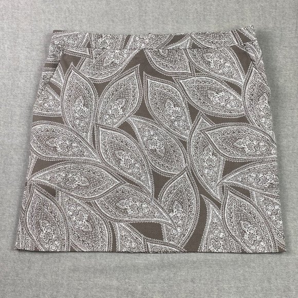 Banana Republic‎ Skirt Womens 14 Brown Pencil Lined Paisley Pockets Stretch - Picture 1 of 15